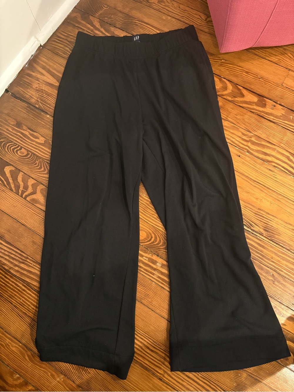 GAP Black Elastic Waist Wide-Leg Pants